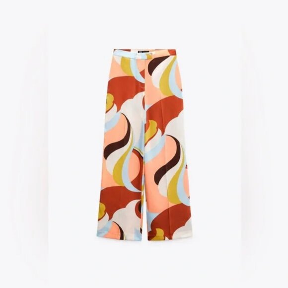 Zara Printed Wide Leg Palazzo Pants XS - Picture 4 of 6